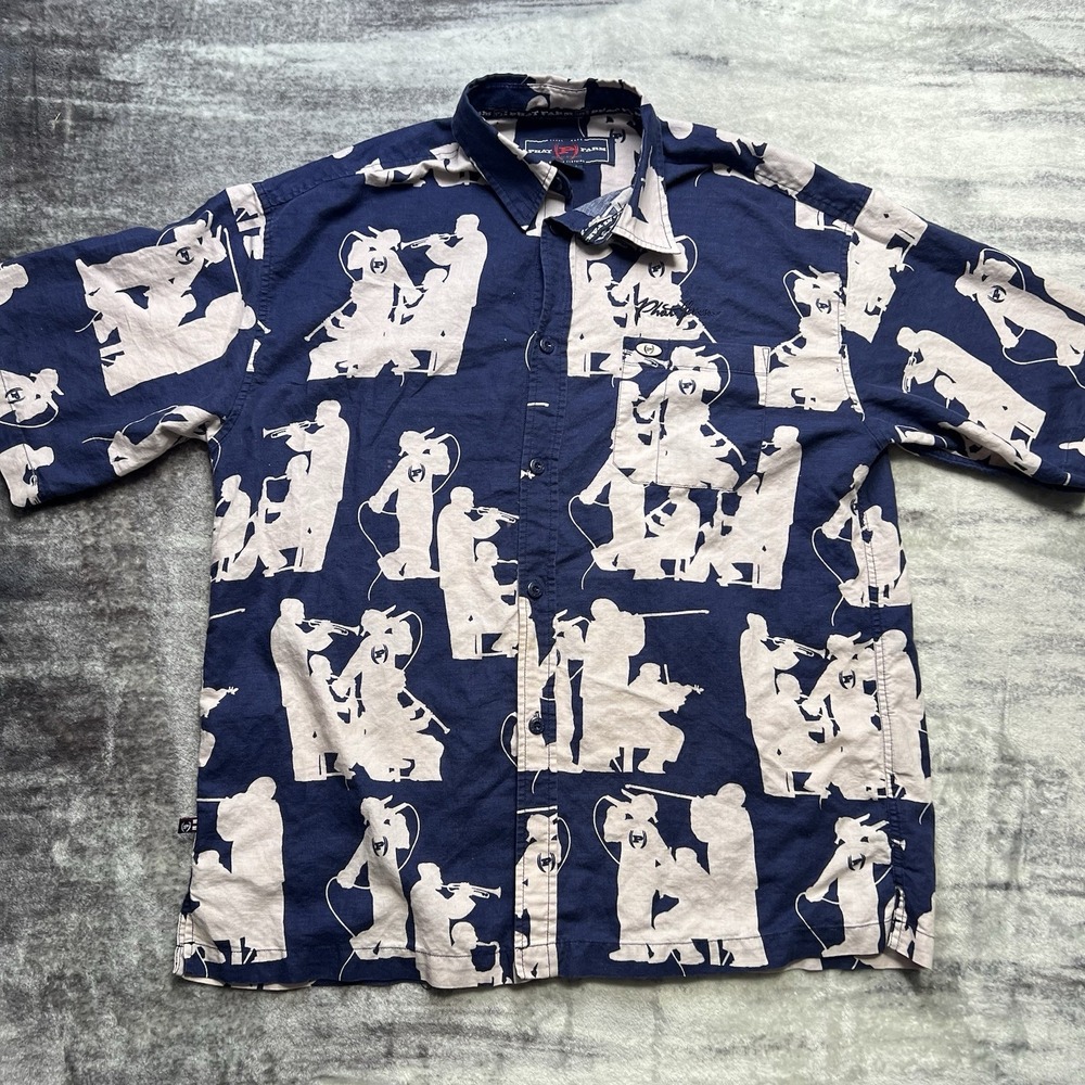 Vintage 90s Phat Farm Button Up Short Sleeve Shirt 2XL Hip Hop & Jazz Band Rare